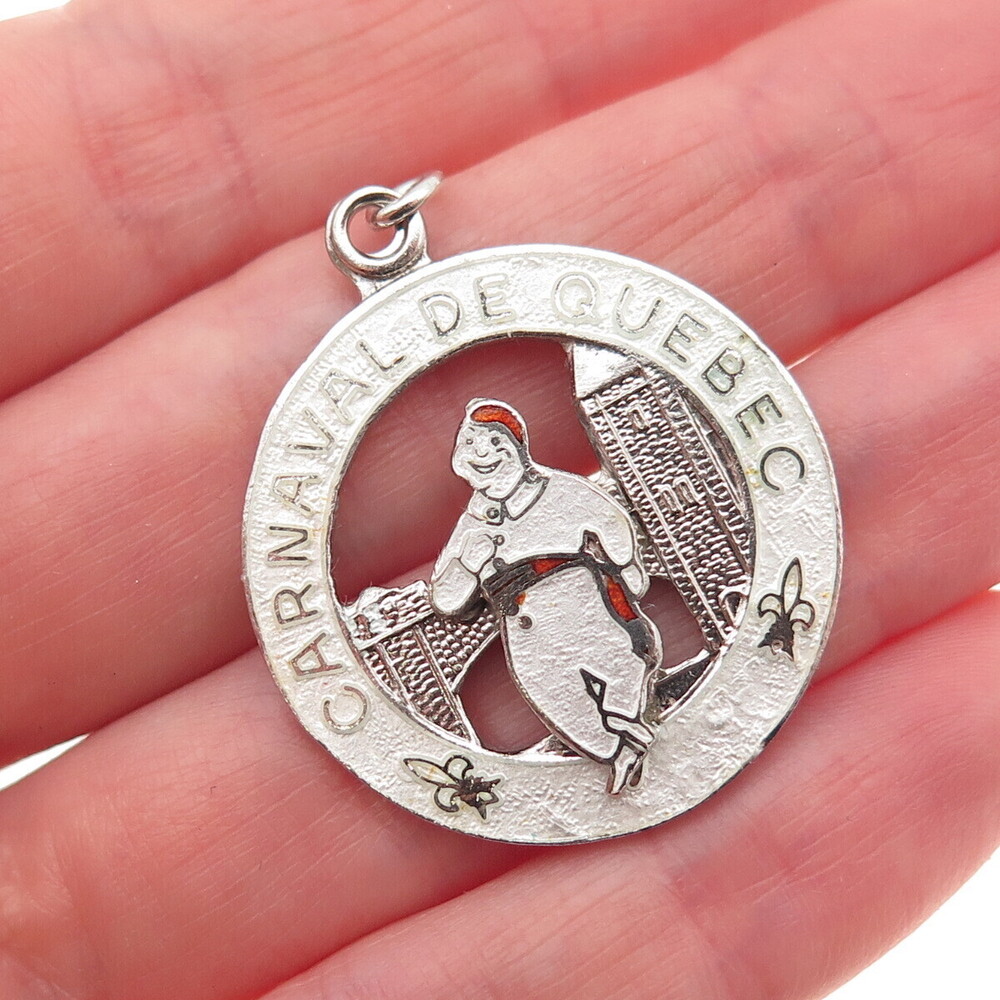 Breadner Co. Sterling Silver Antique Art Deco Enamel Carnaval de Quebec Pendant